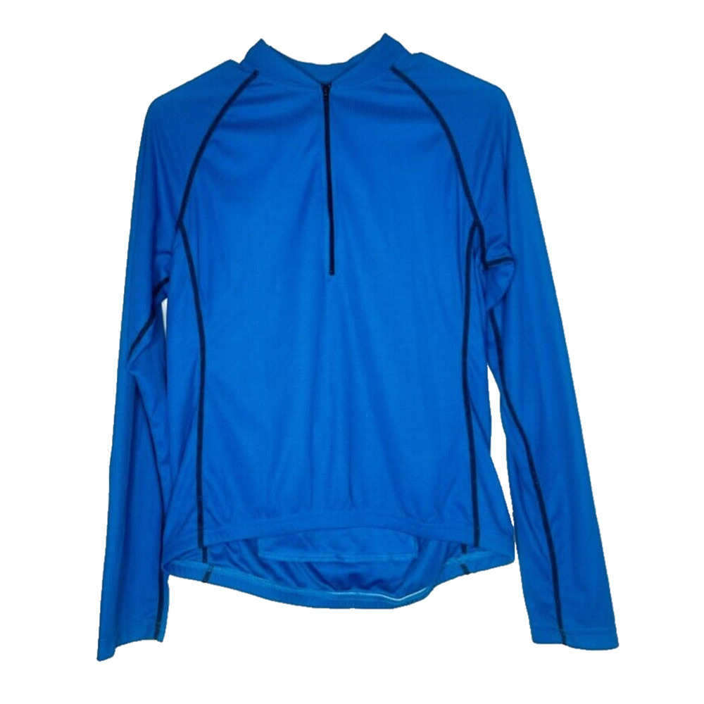 Canari Cycling Jersey Womens Size XL Blue Long Sleeve 1/2 Zip Half USA Made